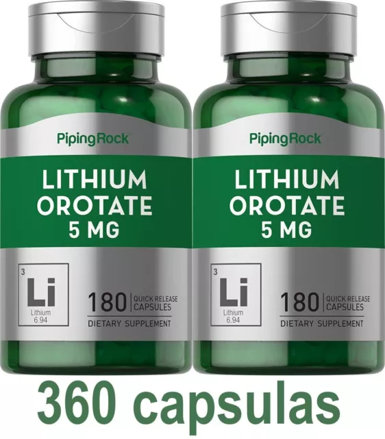 Lithium Orotate OROTATO DE LITIO 5mg 360 cápsulas antiaging stress depresion