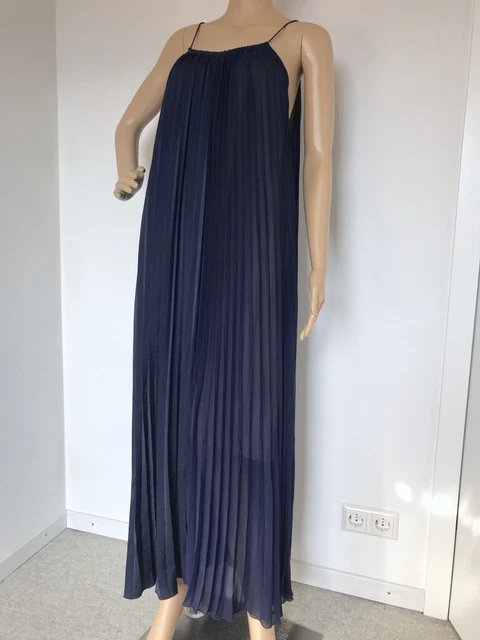 ESCADA Maxi Kleid Plissee Spaghetti-Träger  Gr. 36