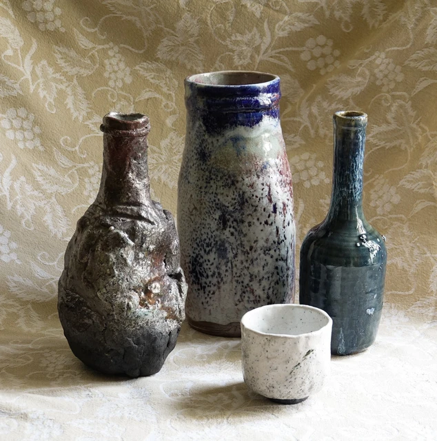 Superbe lot de 4 céramiques d'Alain GAUDEBERT - Puisaye (Nièvre - Yonne)