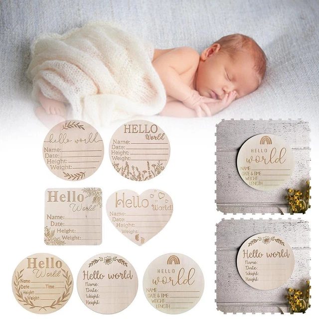 Wooden Hello World Baby Photography Props Chips Wooden Growth Milestone