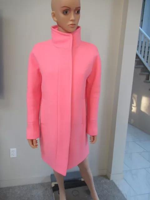 J. Crew Womens Italian Stadium Cloth Wool Blend Cocoon Coat Pink 4