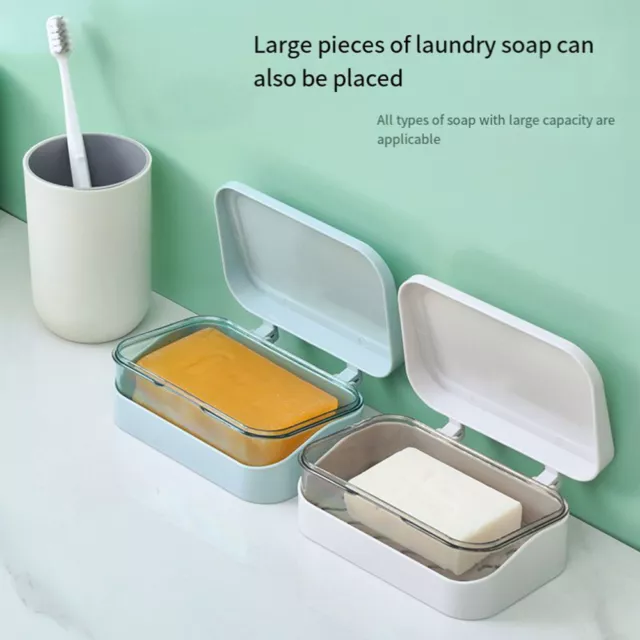 Portable Soap Dish Box Case Holder Container Sealed Travel Shower Bathroom UK