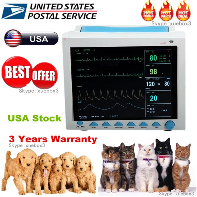 veterinary patient monitor multi-parameter Monitor ECG NIBP SPO2 RESP TEMP PR