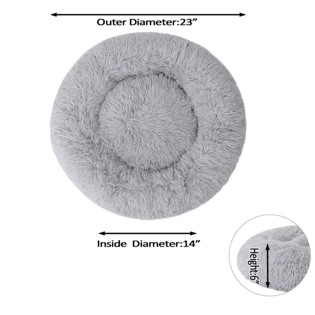 Calming Donut Cat & Dog Bed Fluffy Faux Fur Cuddler For Small Medium Large Pets 8