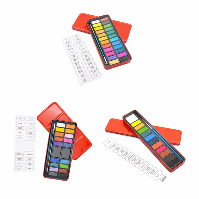 12/18/24 Colors Solid Watercolor Paint Set Portable Drawing Water Color Pigment