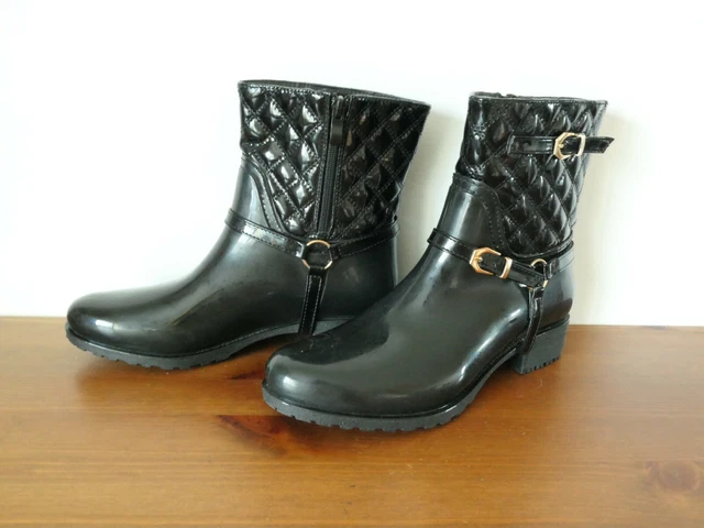 Bottines boots de pluie noir brillant T 39 Etat neuf