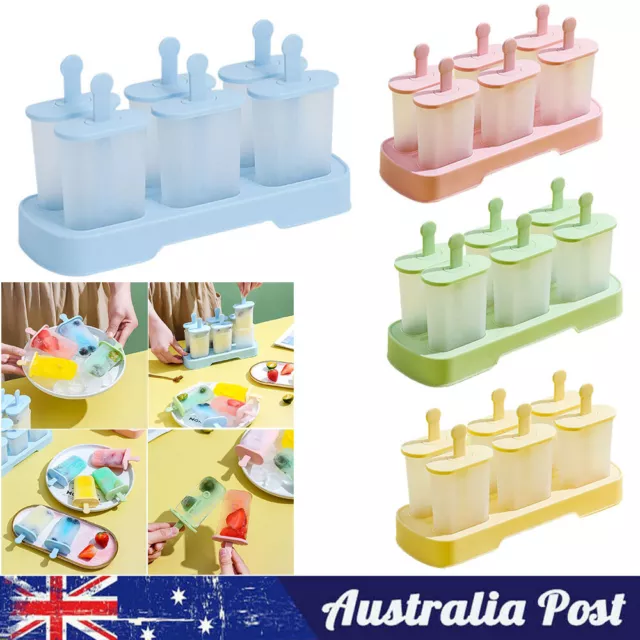 6 Cells Block Moulds Ice Cream Mold Icy Pole Jelly Pop Popsicle Maker Mould Tray