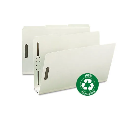 Smead /staples Pressboard Fastener Folders Legal 3" Expansion Gray/Green 25/Box