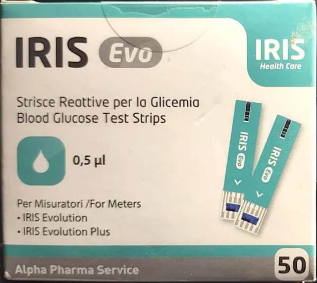 IRIS EVO STRISCE REATTIVE presidio diabete GLICEMIA 50 Pezzi 2021