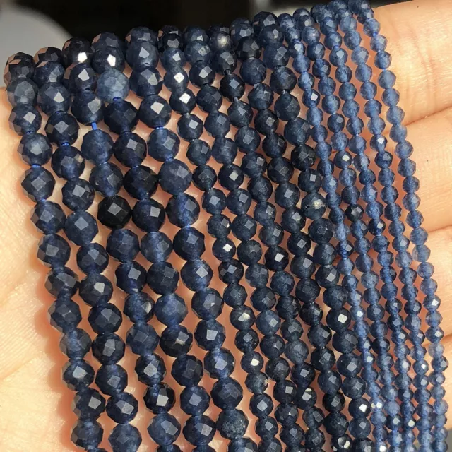 Faceted Sapphire Stones Bead Loose Spacer Beads DIY Bracelets Earrings 2 3 4mm