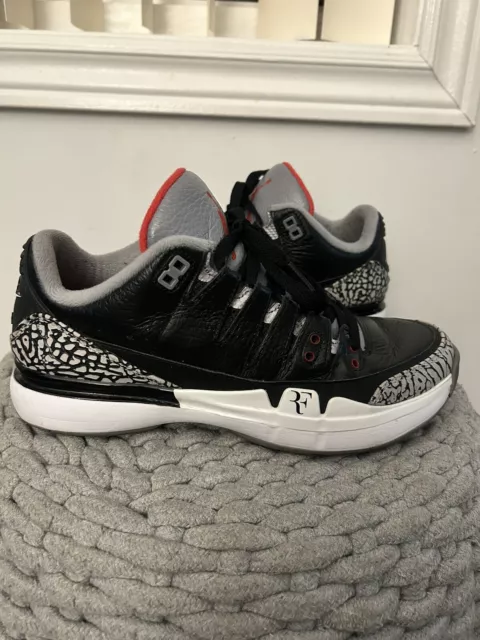 Nike Zoom Vapor AJ3 Black Cement US  6.5 Jordan RF Federer