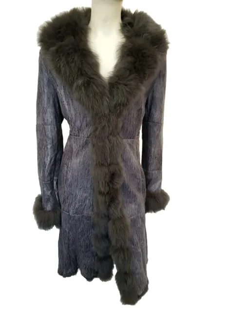 Real Fox&rabbit Fur Lady's Afghan style Vintage Coat sz M/L 10 12 14