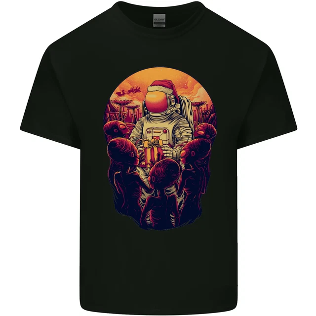 Spaceman Santa Christmas Space Astronaut Mens Cotton T-Shirt Tee Top