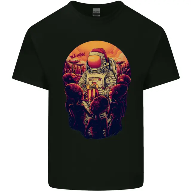 T-shirt top Spaceman Babbo Natale Space Astronaut da uomo cotone