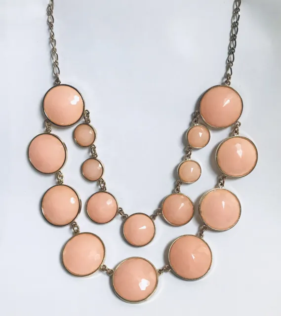 Charming Charlie Gold Tone Pink Enamel Choker Statement Double Strand Necklace