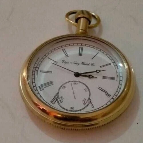 BRASS POCKET WATCH Nautical Vintage American Elgin Look Collectible