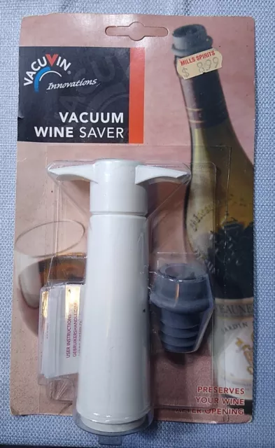 2 Piece Vacu Vin Wine Preserver VACUUM CORK BAR KIT Pump & Bottle Stopper