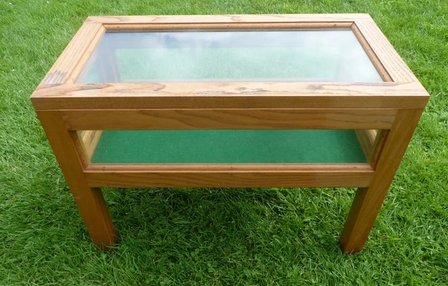 Vintage Wood And Glass Display Table / Case - Full Height 40.5 cm