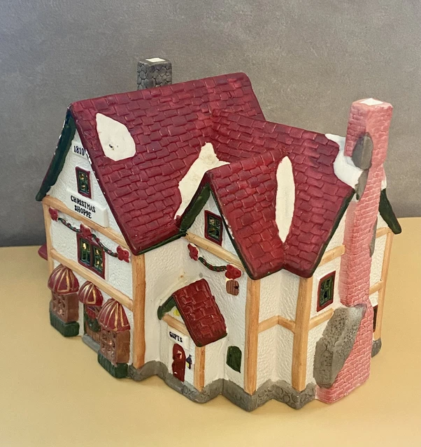 VILLAGE SQUARE CHRISTMAS Shoppe Porcelain Lighted House 7x6x7 in; 6 ft