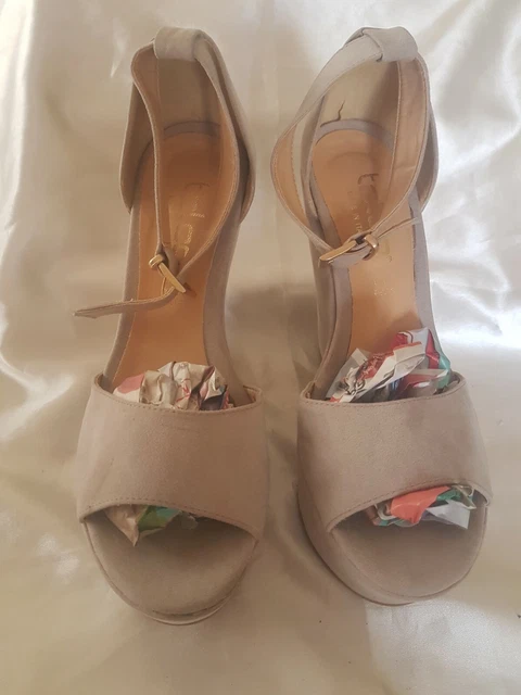 SCARPE SANDALI ECOPELLE Scamosciata Color Sabbia Talco Tg 39 EUR