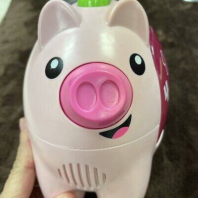2018 MATTEL Fisher Price Talking Pig Pink Piggy Bank with Coins And Side Door