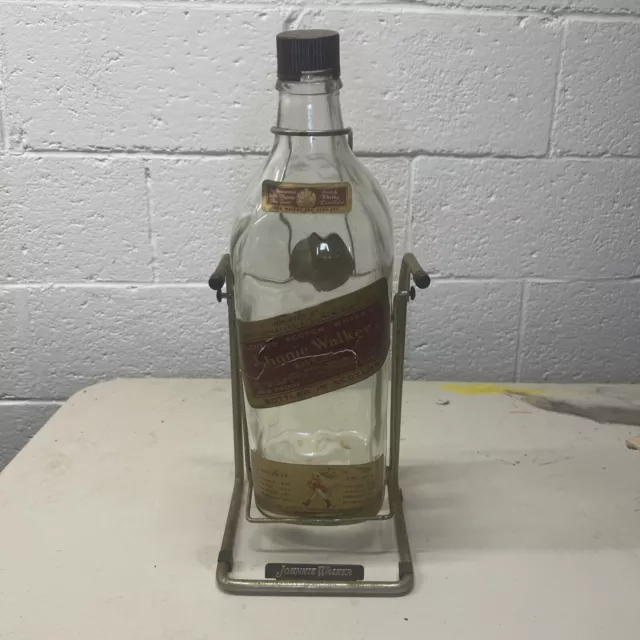 Johnnie Walker Red Label Vintage Very Large Empty Bottle With Cradle