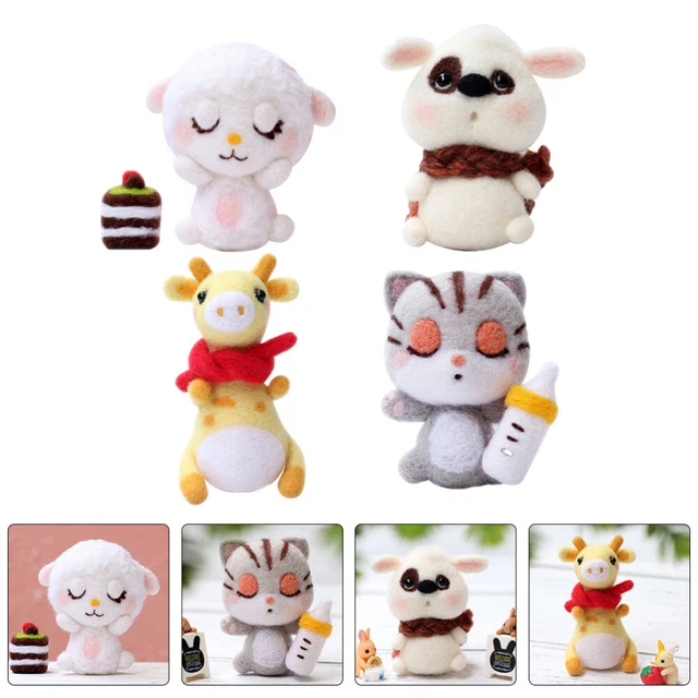 4 juegos de material de fieltro de aguja conjunto hágalo usted mismo lana de muñeca felting kit de fieltro de lana suministros de fieltro