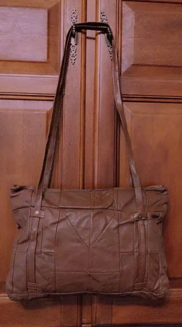 Sac à main cuir/peau marron, portée épaule/vintage neuf