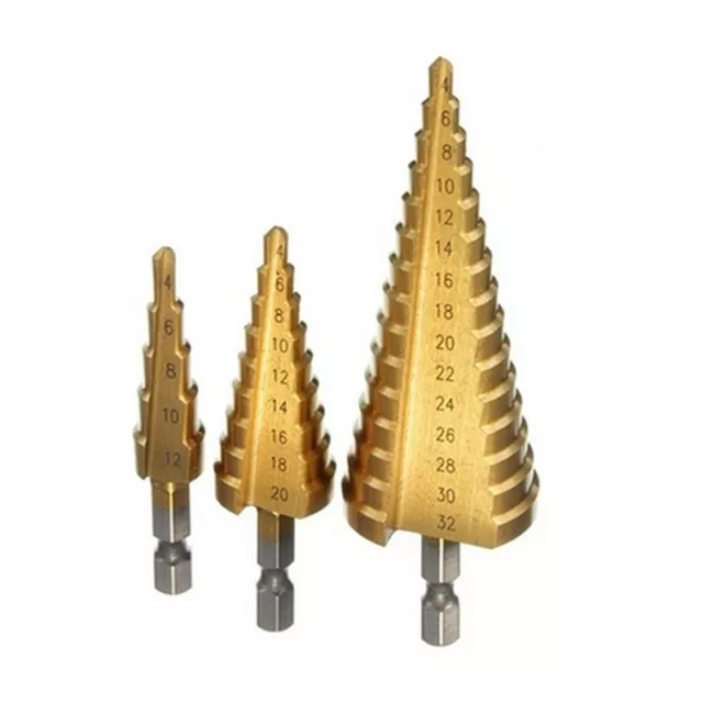 1pc Large HSS Steel Step Cone Drill Titanium Bit Hole Cutter 4-12/20/32 mm  .js 2