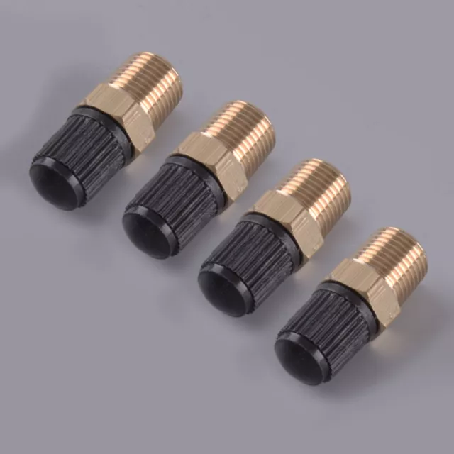 4x 1/8" NPT 0.4" MPT Brass Air Compressor Tank Fill Valve with Cap Replacement