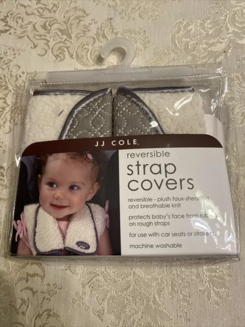 NEW JJ Cole Reversible Plush STRAP COVERS Infant Baby Toddler Car Seat Stroller