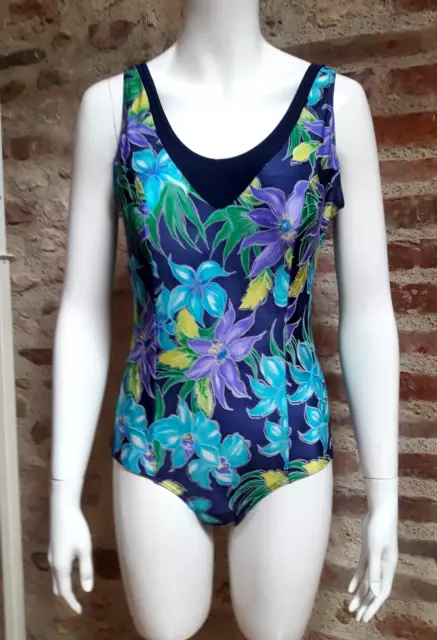 MAILLOT DE BAIN FEMME 1 pièce T.40 VINTAGE 70 80 WOMAN SWIMSUIT sz M 2