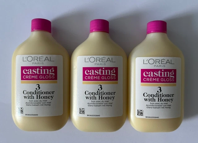 3 X L'OREAL Paris Casting Creme Gloss Hair Conditioner with Honey 60ml ...