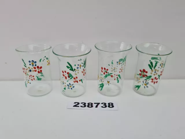 Likörbecher 4 Stk. handgemalt Blumen antik Handarbeit felikran Glas #238738