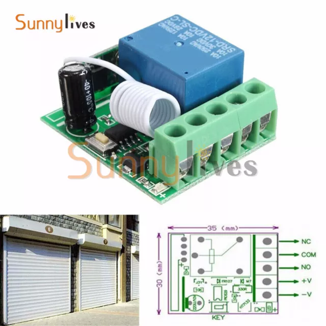 DC12V 10A 315/433MHz 1 Channel Wireless Relay RF Remote Control Switch Receiver