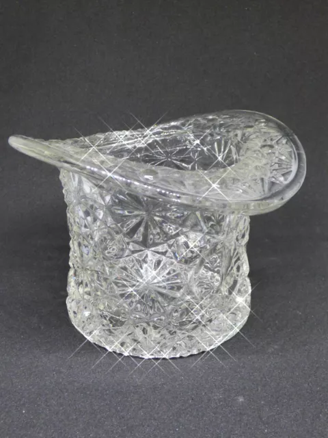 Vintage Fenton Clear Glass Daisy & Button Top Hat