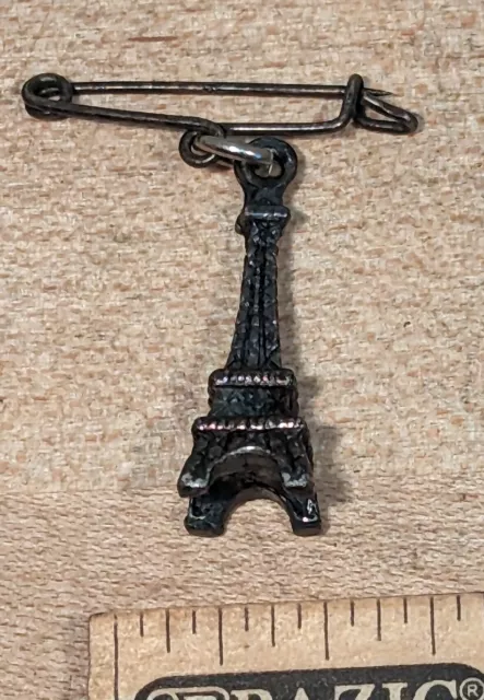 Paris Eiffel Tower Dangle Antique Vintage Pin Brooch Souvenir Travel Vacation