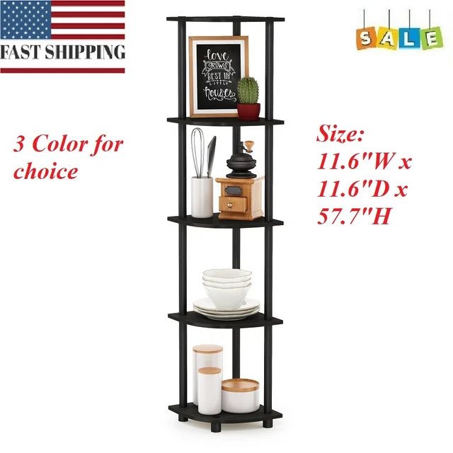 5 TIER CORNER Stand Shelf Wooden Shelves Display Storage Rack