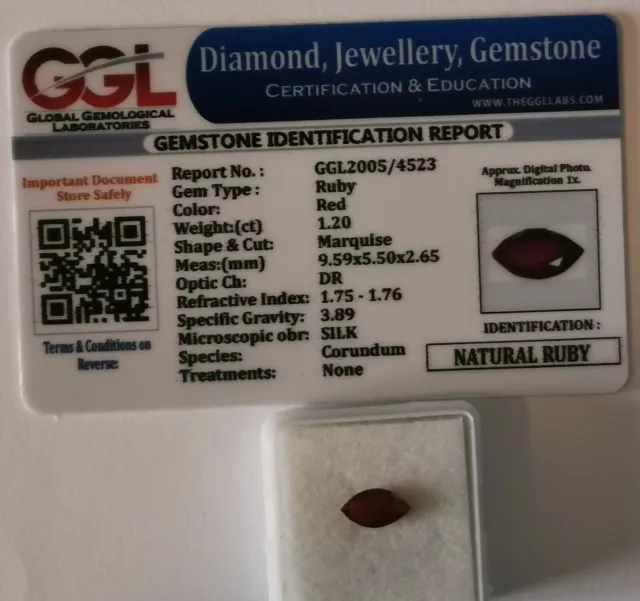 Superbe rubis naturel de Madagascar de 1,20 carat avec certificat. 3