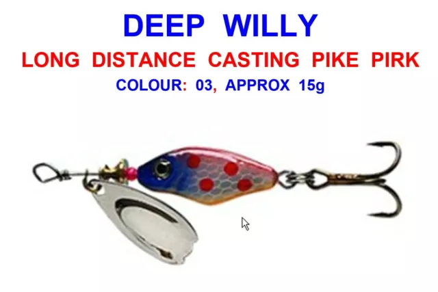 DEEP WILLY 03 PIKE SPINNER BAIT 15g DISTANCE CASTING SPINNING BLADE PIRK  LURE £4.99 - PicClick UK