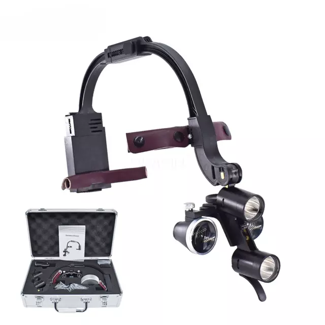 Dental Headlight Lab 2.5X 3.5X LED Head Light Lamp Magnification Binocular Loupe