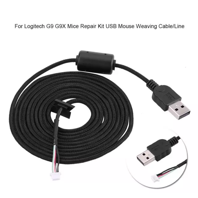 For Logitech G9 G9X Mice 2M Repair Replacement Line USB Gaming Mouse Cable GO