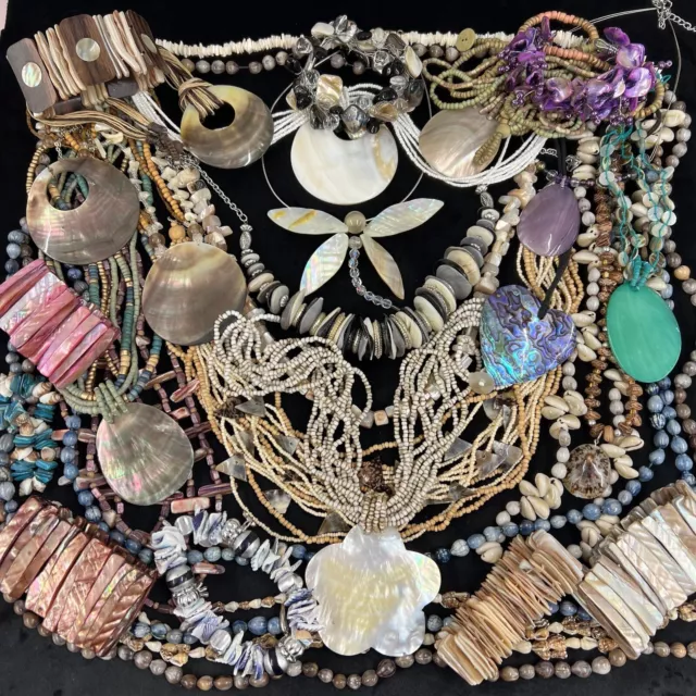 Job Lot Vintage / Modern Bead Boho Hippie Necklace Mother of Pearl Jewellery