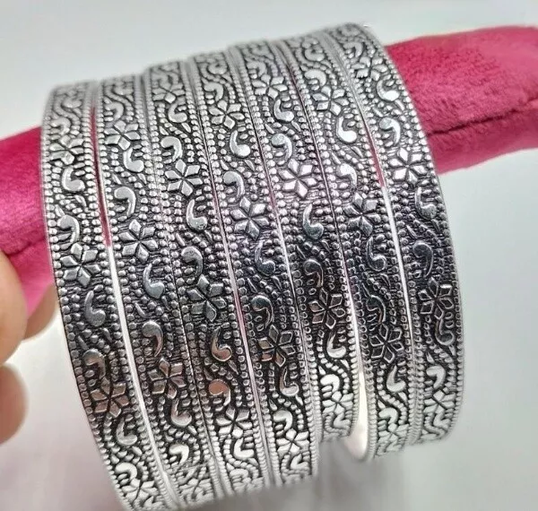 Perfect Set of 7 Bangles Solid 925 Sterling Silver Handmade Boho Bangle's SA-447