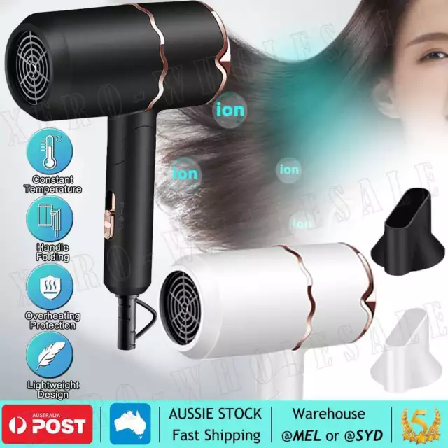 1200W Lonic Hair Dryer High Speed Negative Ion Blow Salon Dryer Foldable Travel