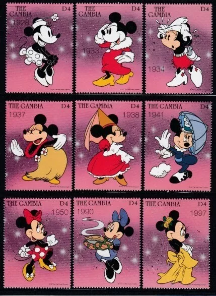 GAMBIA Minnie Mouse Through the Years MNH set