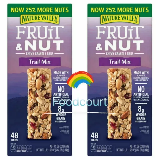 2 Packs Nature Valley Fruit & Nut Chewy Granola Bar Trail Mix 48 ct 59.2 oz Each