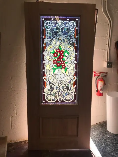 Beautiful Mahogany  Stained Glass Custom  Estate Door - Jhl2147-27