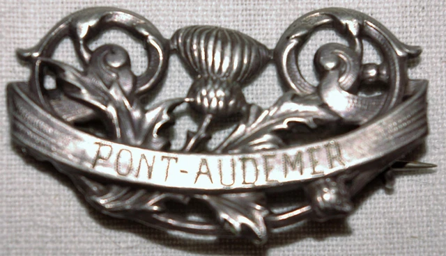 ANCIENNE BROCHE en ARGENT MASSIF, PONT-AUDEMER, ART NOUVEAU, CHARDON, 1900