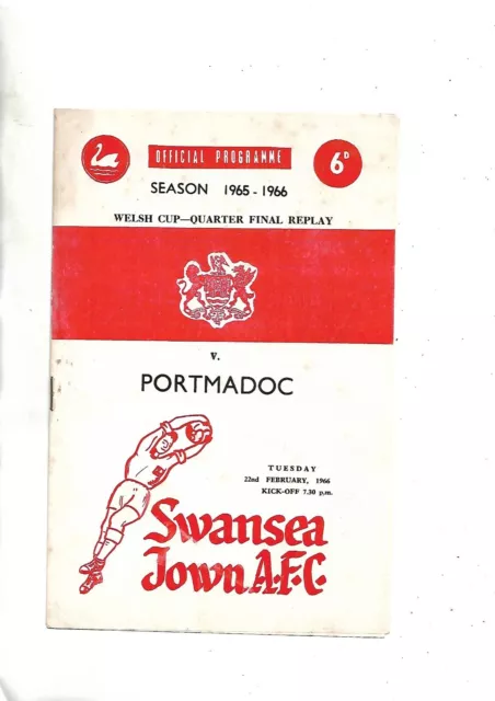 football programme  1966 Welsh cup  Swansea V Portmadoc